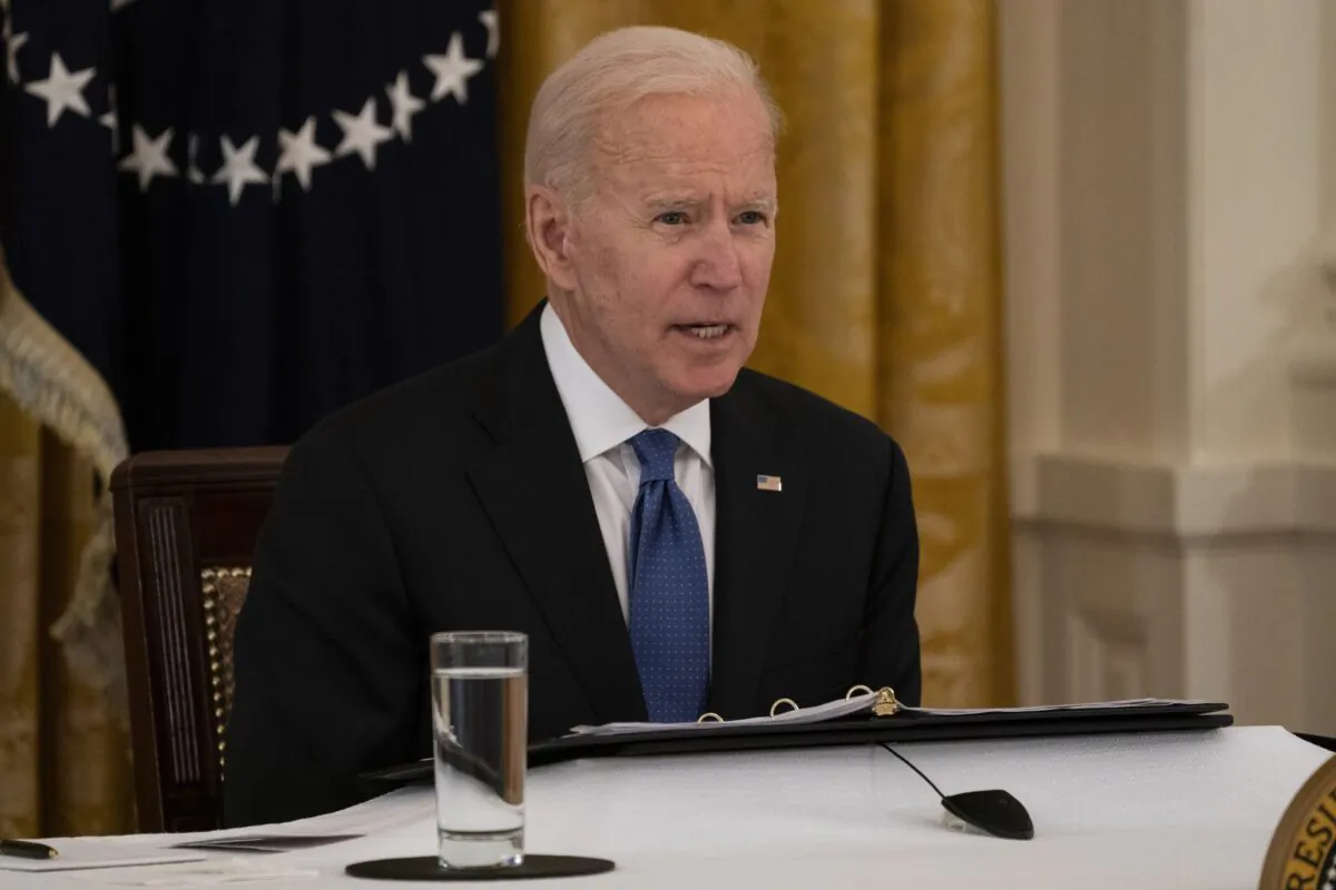 President Joe Biden speaks during a Cabinet meeting in the East Room of the White House in Washington on April 1, 2021. (Evan Vucci/AP Photo)