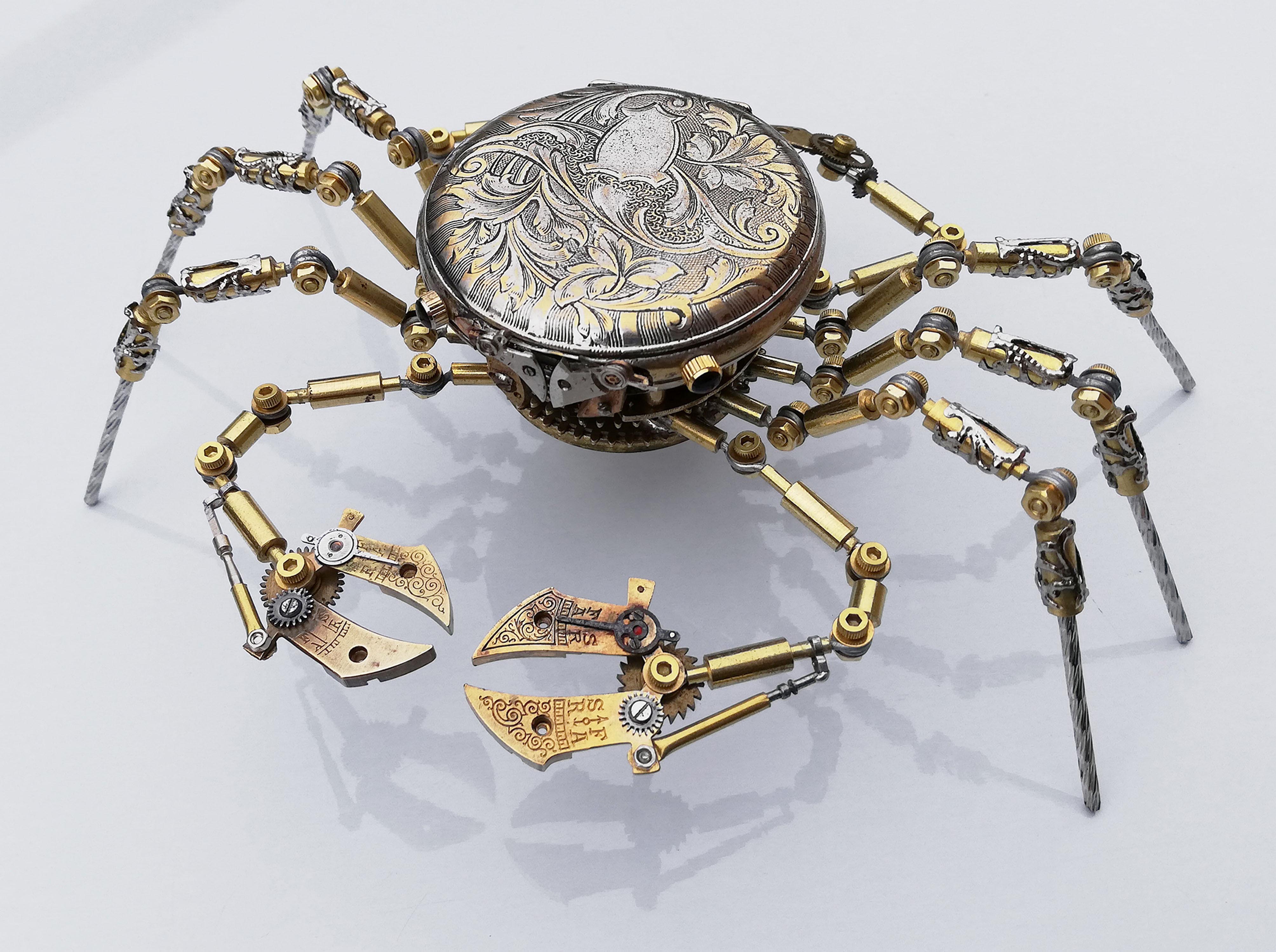 Hungarian Artist Creates Clockwork Spiders From Pocket Watch Parts For