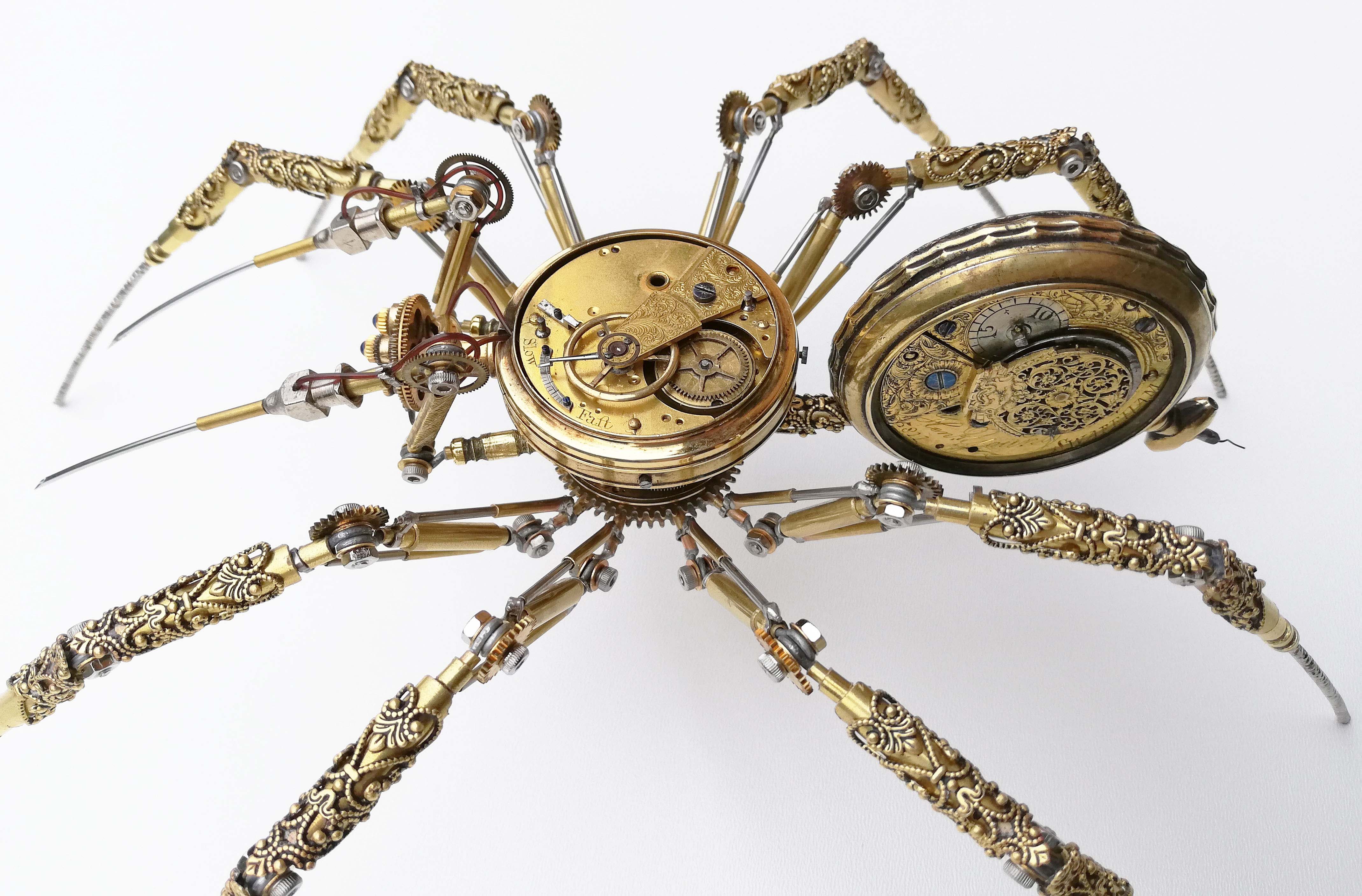 Hungarian Artist Creates Clockwork Spiders From Pocket Watch Parts For