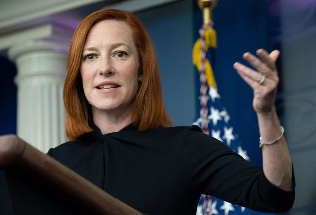 White House press secretary Jen Psaki speaks to reporters in Washington on April 1, 2021. (Andrew Caballero-Reynolds/AFP via Getty Images)
