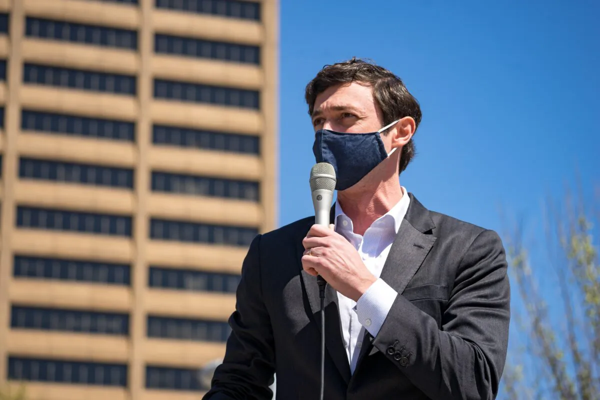 Sen. Jon Ossoff (D-Ga.) speaks during an event in Atlanta, Ga., on March 20, 2021. (Megan Varner/Getty Images)