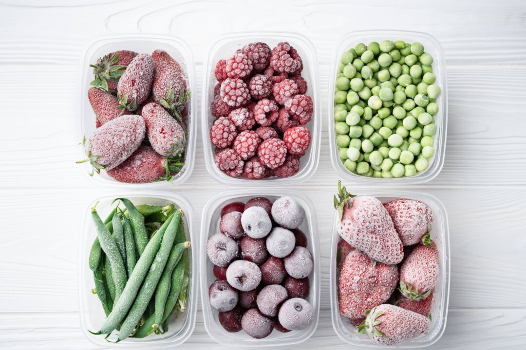 Frozen fruits and vegetables are picked and frozen when they’re in sea- son, which can cost less than buying out- of-season produce. (SerPhoto/Shutterstock)