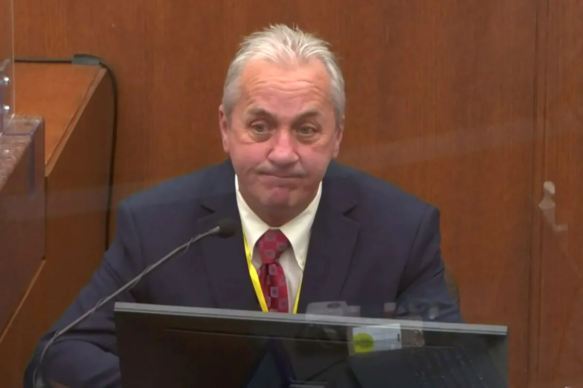 In a still image from video, Minneapolis police Lt. Richard Zimmerman answers questions on the fifth day of the trial of former Minneapolis police officer Derek Chauvin for second-degree murder, third-degree murder and second-degree manslaughter in the death of George Floyd in Minneapolis, on April 2, 2021. (Pool via Reuters)