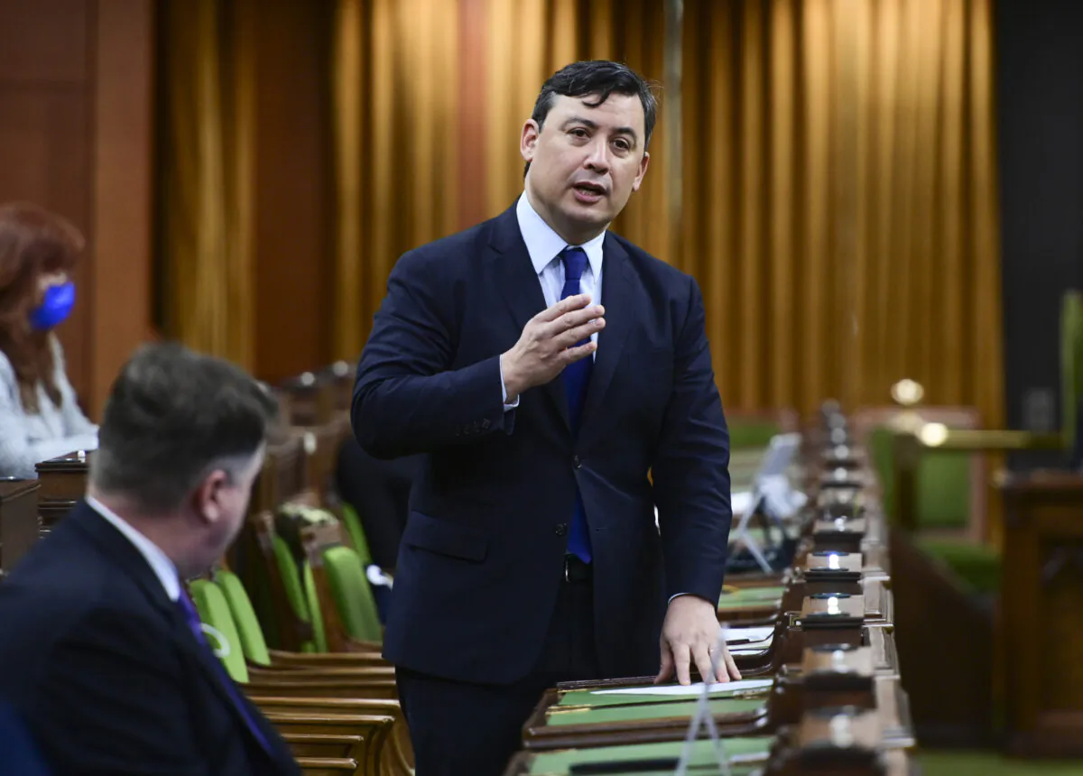 Conservative MP Michael Chong rises during question period in the House of Commons on F March 26, 2021. 
(Sean Kilpatrick/The Canadian Press)