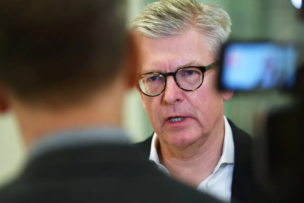 CEO of Swedish telecom giant Ericsson Borje Ekholm answers journalists' questions after presenting the company's fourth quarter and 2019 full year result at the Ericsson headquarters in Stockholm, Sweden, on Jan. 24, 2020. (Fredrik Sandberg/TT News Agency/AFP via Getty Images)