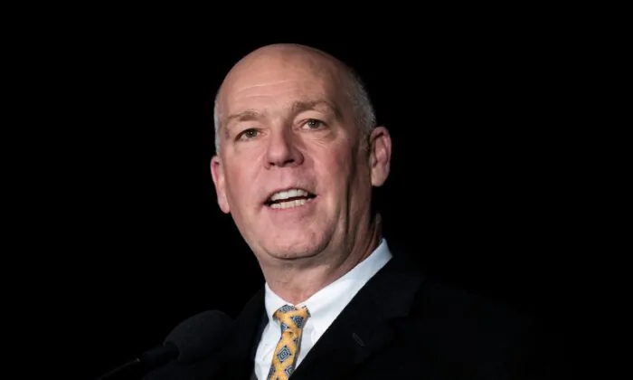 Rep. Greg Gianforte (R-Mont.) speaks during the U.S. Capitol Christmas Tree lighting ceremony on Capitol Hill in Washington on Dec. 6, 2017. (Drew Angerer/Getty Images)