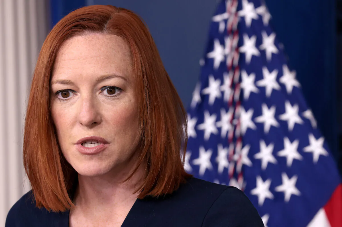 White House press secretary Jen Psaki speaks to reporters at the White House in Washington on April 5, 2021. (Win McNamee/Getty Images)