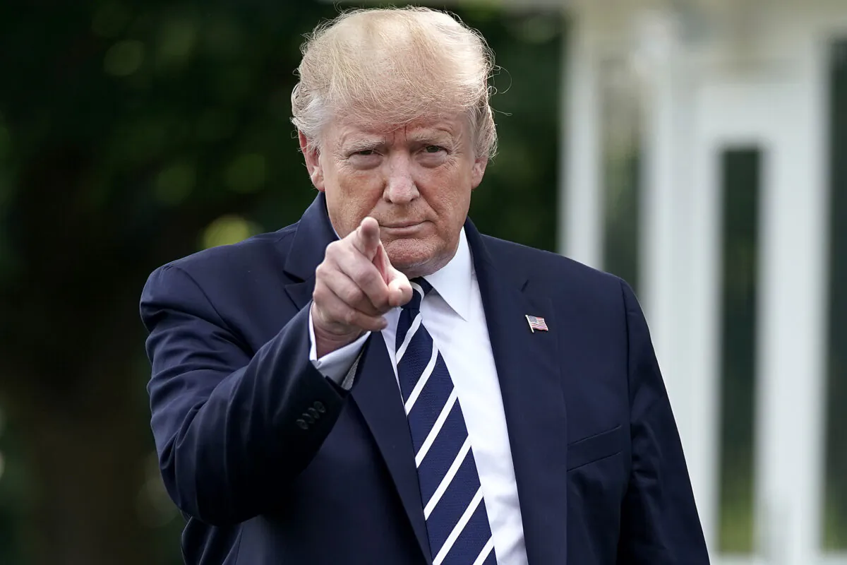 President Donald Trump walks out of the White House before departing in Washington, D.C., on July 19, 2019. (Chip Somodevilla/Getty Images)