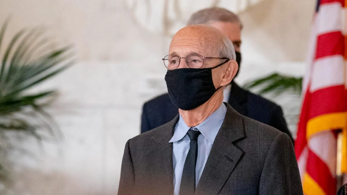 Supreme Court Justice Stephen Breyer stands during an event at the Supreme Court in Washington, on Sept. 23, 2020. (Andrew Harnik-Pool/Getty Images)
