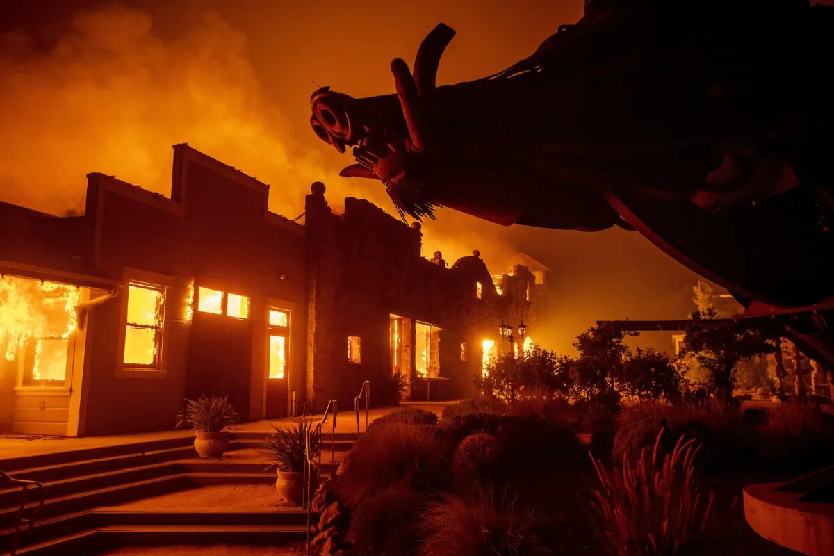 Flames from the Kincade Fire consume Soda Rock Winery in Healdsburg, Calif., on Oct. 27, 2019. (Noah Berger/AP Photo)