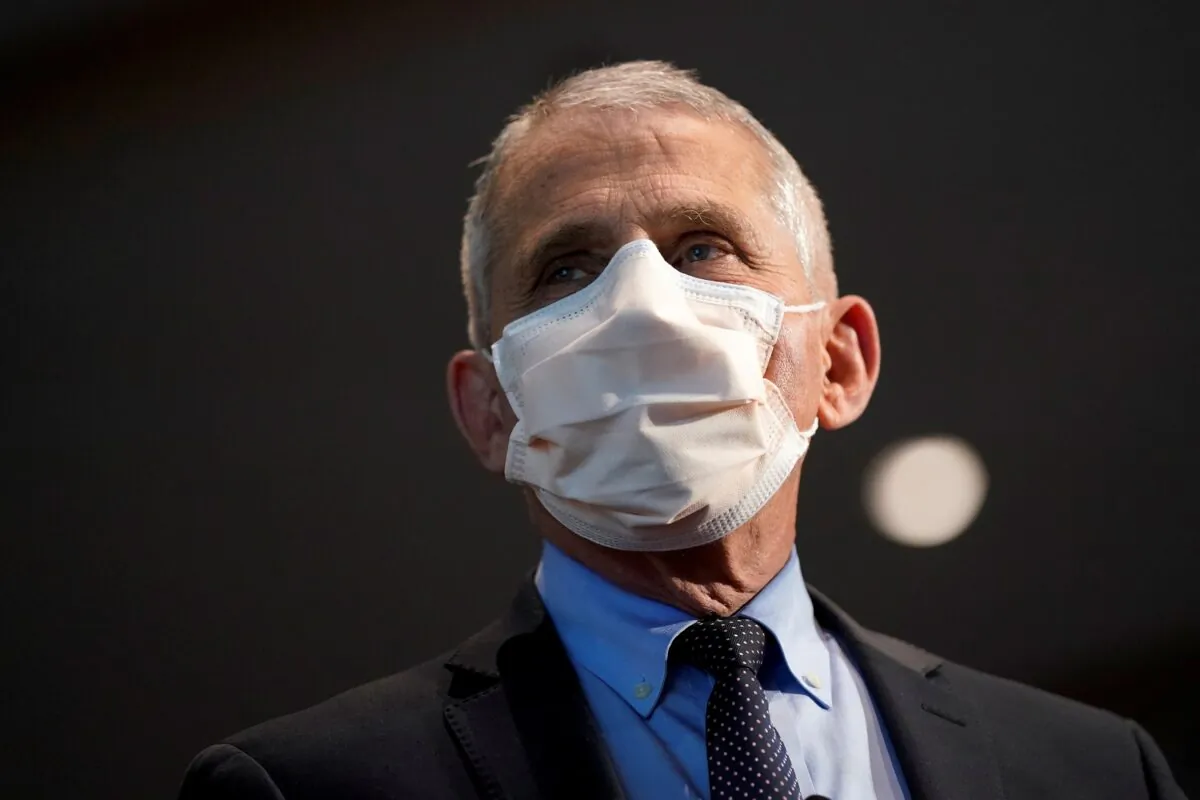 Dr. Anthony Fauci, director of the National Institute of Allergy and Infectious Diseases, is seen before receiving his first dose of the Moderna COVID-19 vaccine at the National Institutes of Health, in Bethesda, Md., on Dec. 22, 2020. (Patrick Semansky/Pool via Reuters)