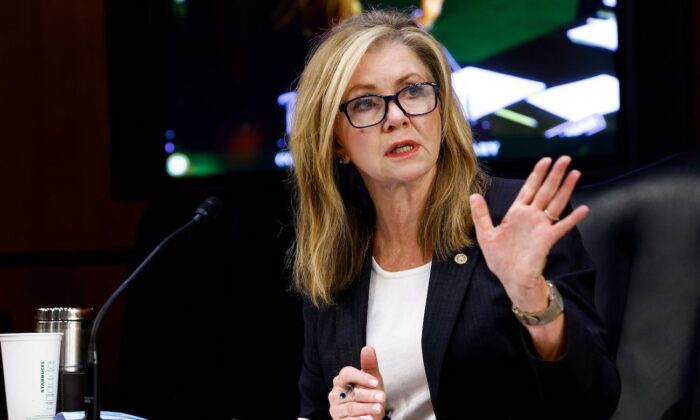 Republican Sen. Marsha Blackburn is one of the U.S. senators who Trade Minister Mary Ng met with during her recent visit to Washington to discuss concerns about some provisions in the in 'Build Back Better' bill. (Samuel Corum/POOL/AFP via Getty Images)