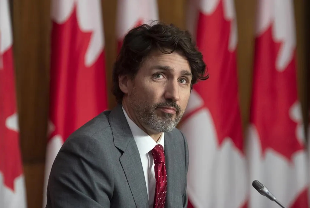 Prime Minister Justin Trudeau takes part in a news conference in Ottawa on Apr. 9, 2021. (The Canadian Press/Adrian Wyld)