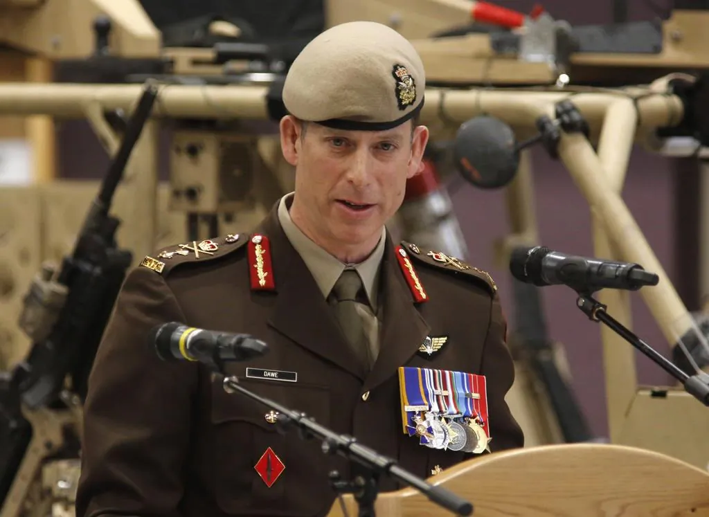 Major-General Peter Dawe speaks at a Canadian Special Operations Forces Command change of command ceremony in Ottawa on April 25, 2018. (The Canadian Press/ Patrick Doyle)