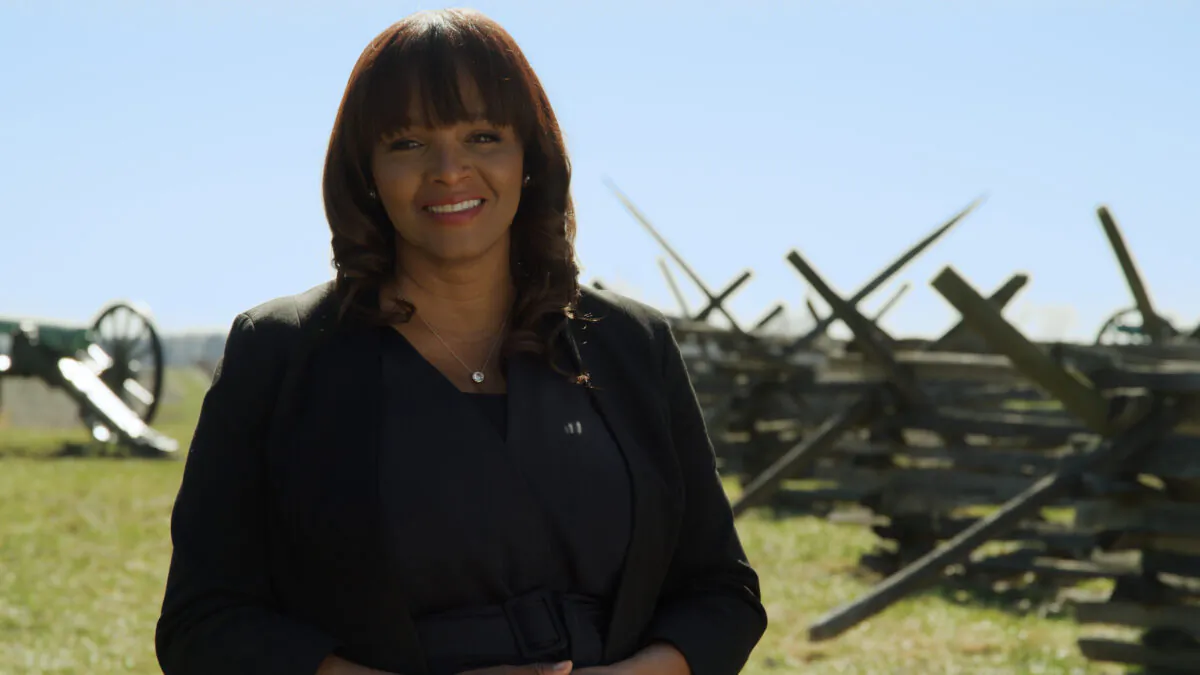 In an undated image provided by her campaign, Kathy Barnette, who is running for the U.S. Senate in Pennsylvania, stands on the field at Gettysburg in Pennsylvania. (Courtesy Kathy Barnette)