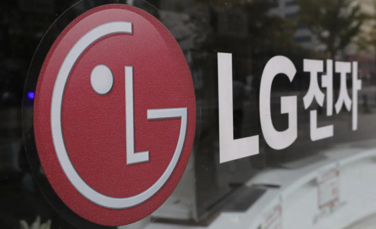 The corporate logo of LG Electronics in Goyang, South Korea, on Oct. 26, 2017. (Lee Jin-man/AP Photo)