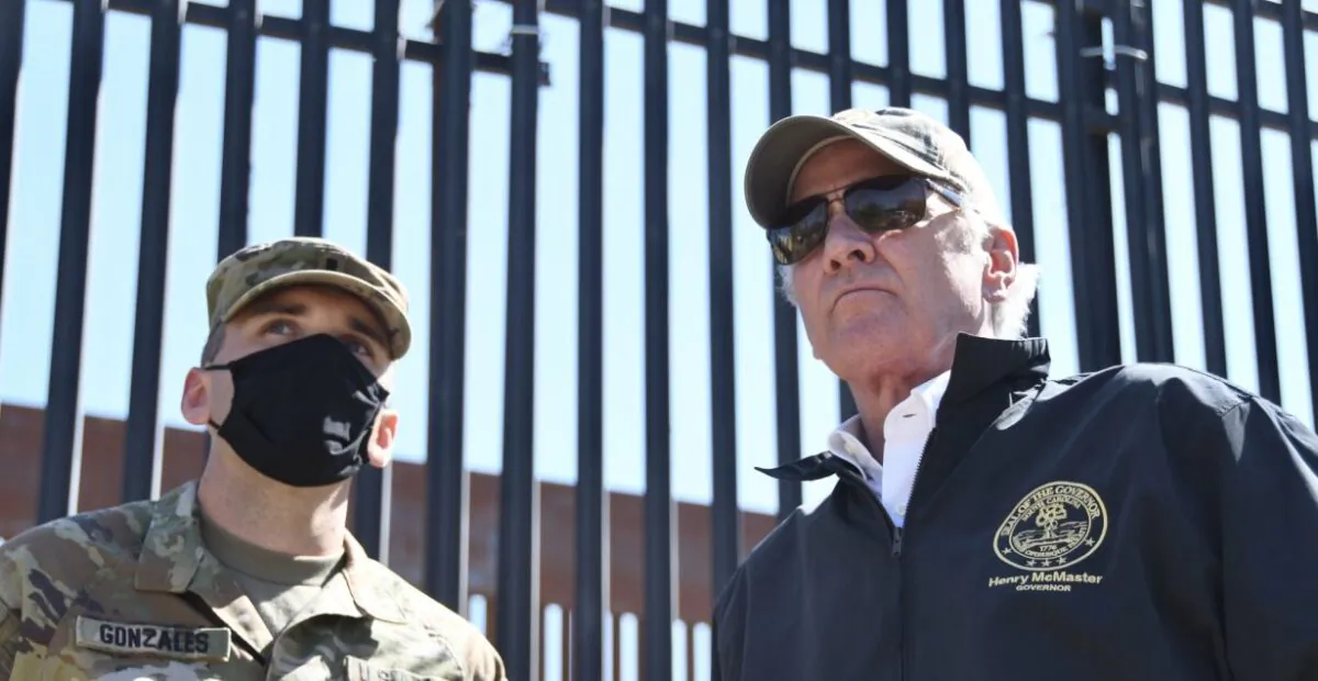 Gov. Henry McMaster is seen in Texas near the U.S.-Mexico border wall on April 10. (Office of Gov. Henry McMaster)