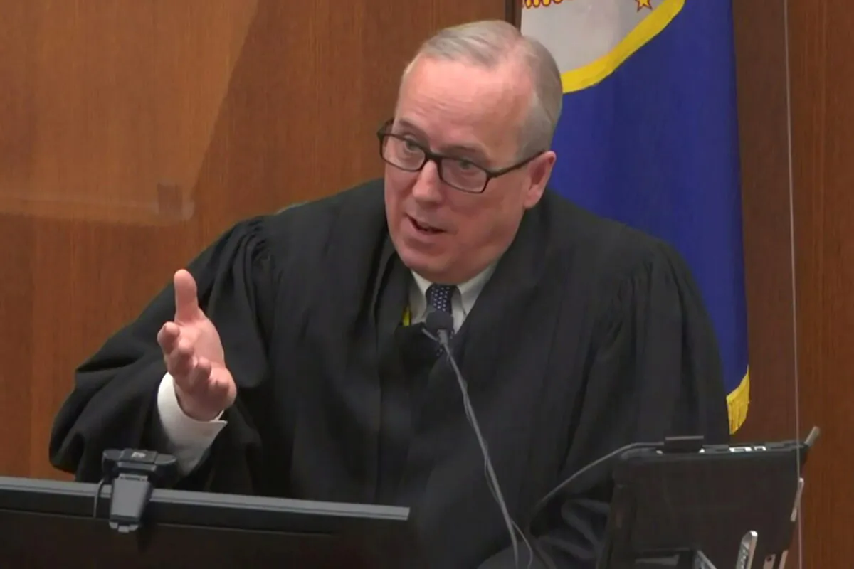 In a still image from video, Hennepin County District Judge Peter Cahill speaks with legal teams on the 11th day of the trial of former Minneapolis police officer Derek Chauvin for second-degree murder, third-degree murder and second-degree manslaughter in the death of George Floyd in Minneapolis, on April 12, 2021. (Pool via Reuters)