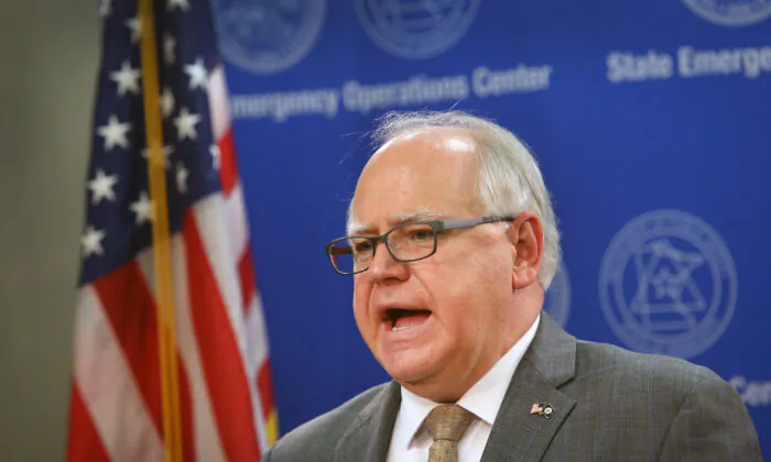 Minnesota Gov. Tim Walz speaks to reporters during a press conference in St. Paul on June 3, 2020. (Scott Olson/Getty Images)