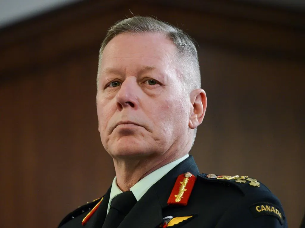 Former Chief of Defence Staff Jonathan Vance attends a bilateral meeting between Prime Minister Justin Trudeau and Latvian President Egils Levits in London on Dec. 3, 2019. (Sean Kilpatrick/The Canadian Press)