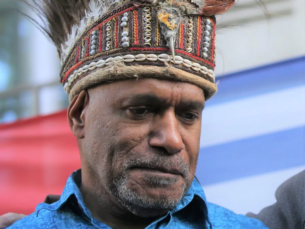 West Papua activist Benny Wenda at a protest in London, on October 18, 2019. (Isabel Infantes / AFP via Getty Images)