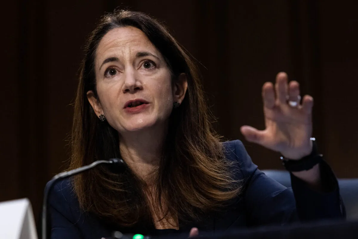 Avril Haines, head of the  Office of the Director of National Intelligence (ODNI), testifies during a Senate Select Committee on Intelligence hearing about worldwide threats, on Capitol Hill in Washington on April 14, 2021. (Graeme Jennings/Pool/AFP via Getty Images)