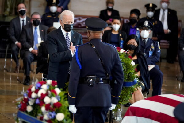 Slain U.S. Capitol Police officer William Evans is honored at the U.S. Capitol in Washington