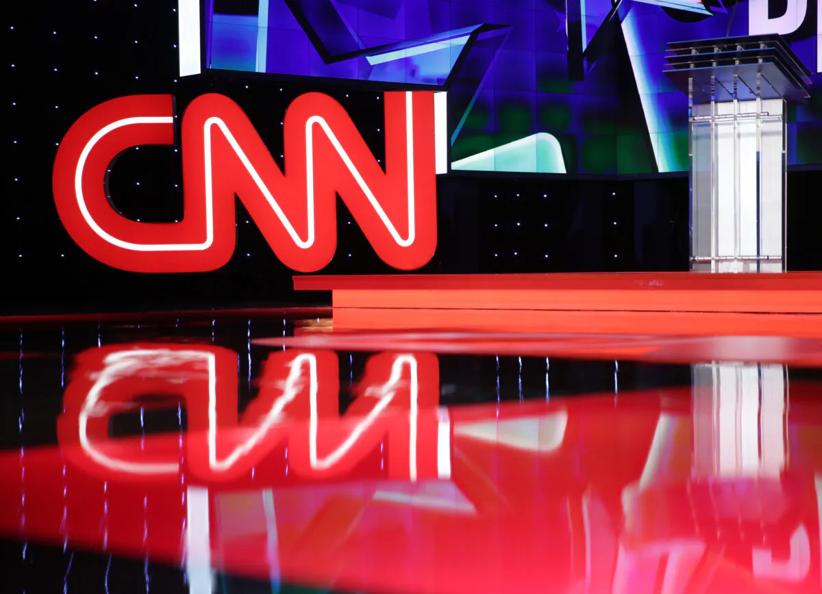 A general view shows the stage during a walk-through before a Democratic presidential debate sponsored by CNN and Facebook at Wynn Las Vegas in Las Vegas, Nev., on Oct. 13, 2015. (Alex Wong/Getty Images)