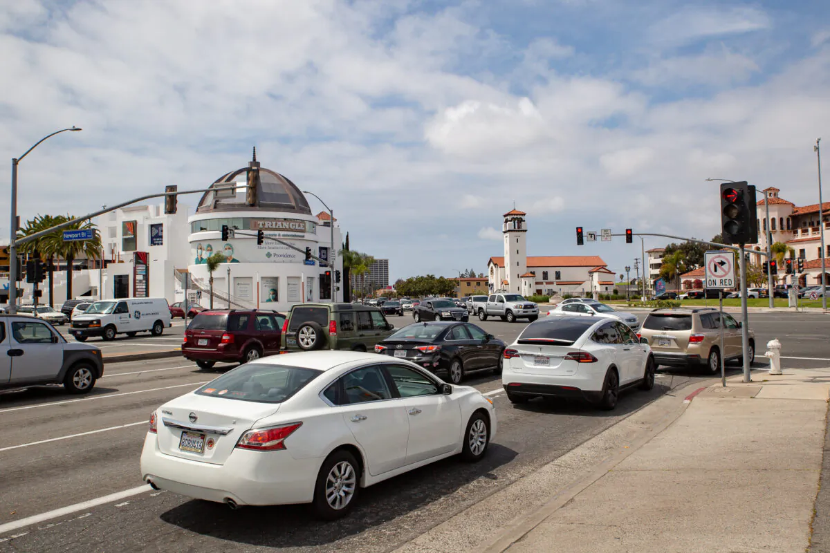 Triangle Square Shopping Center in Costa Mesa, Calif., on April 13, 2021. (John Fredricks/The Epoch Times)