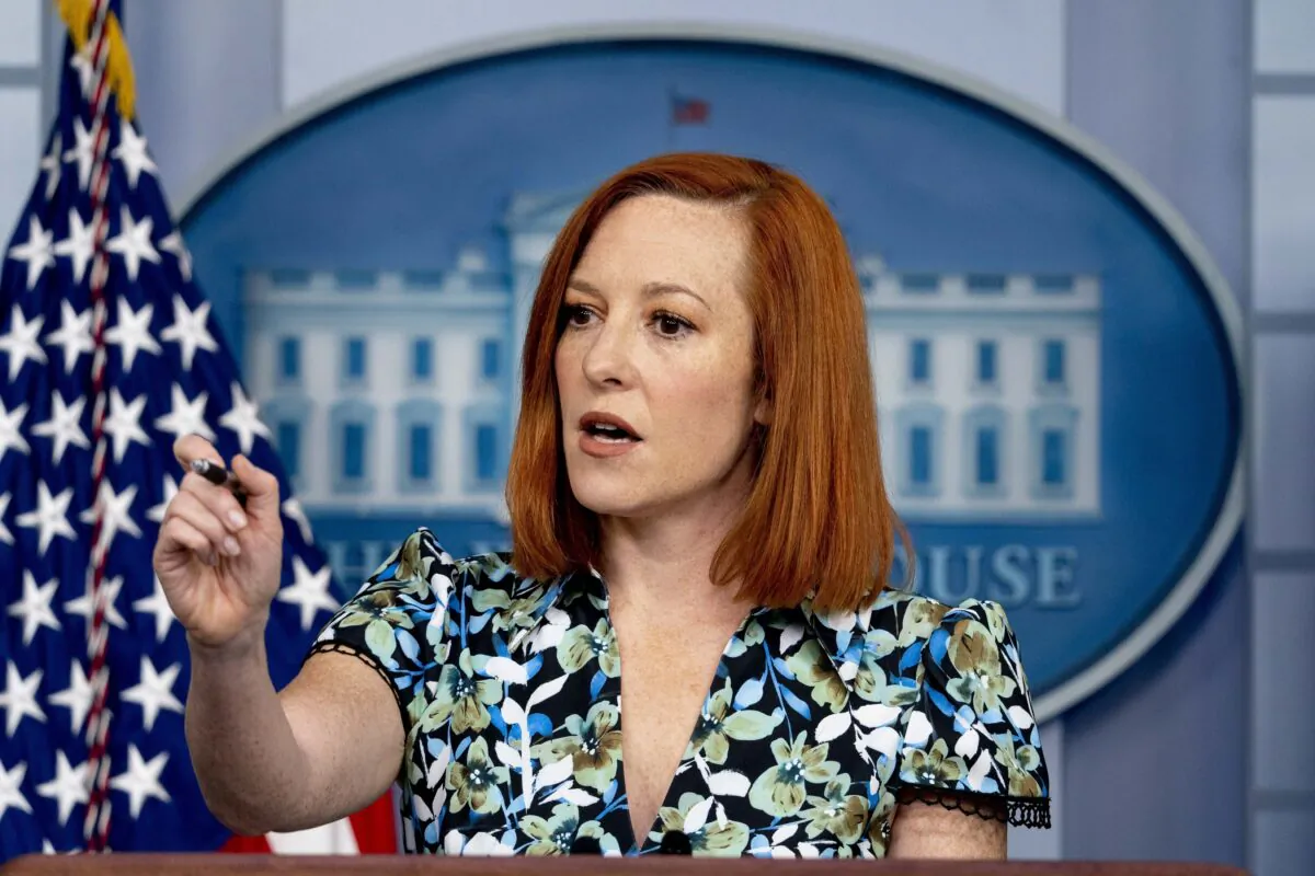 White House press secretary Jen Psaki calls on a reporter during a press briefing in the White House in Washington on April 16, 2021. (Andrew Harnik/AP Photo)