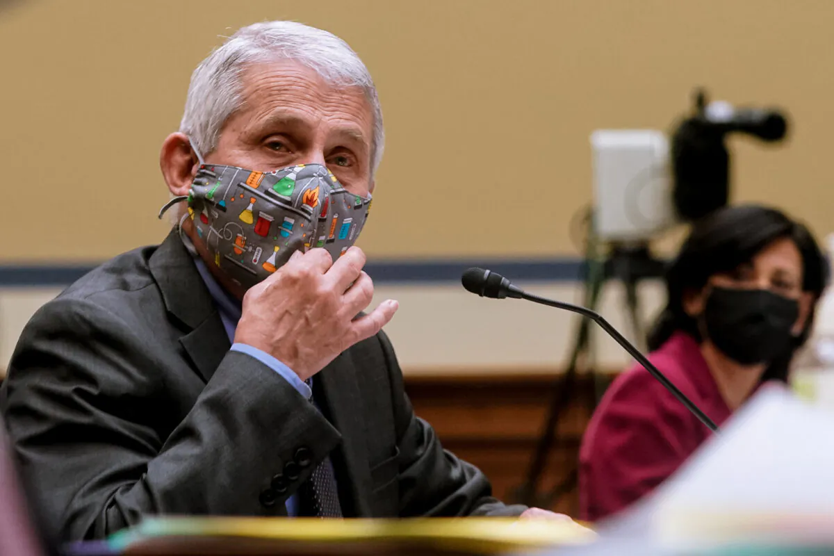 Anthony Fauci, director of NIAID and chief medical advisor to the president, testifies at a hearing in Washington on April 15, 2021. (Amr Alfiky/Pool/Getty Images)