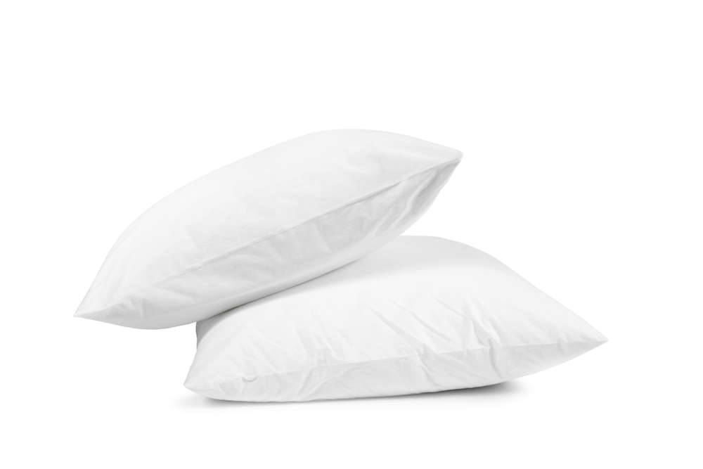 Two,White,Pillows,Isolated,,Pillows,On,A,White,Background,,Two