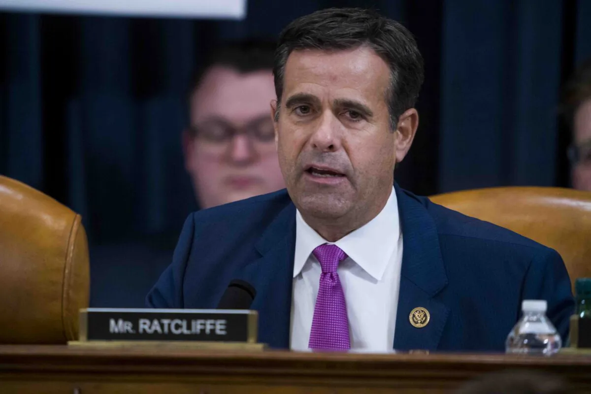 Then-Rep. John Ratcliffe (R-Texas) questions Intelligence Committee Minority Counsel Stephen Castor and Intelligence Committee Majority Counsel Daniel Goldman during the House impeachment inquiry hearings on Dec. 9, 2019. (Doug Mills/AFP via Getty Images)
