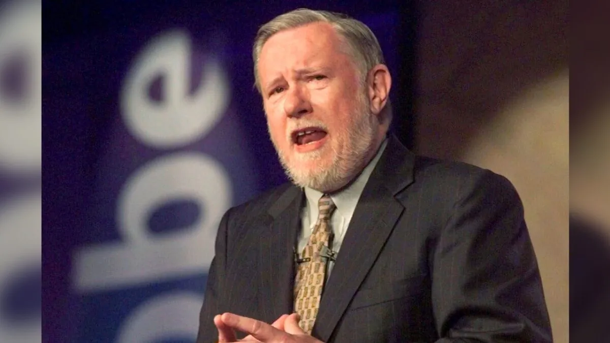 Dr. Charles M. Geschke, president, co-chairman and co-founder of Adobe Systems Inc., delivers his keynote address about the future of workplace information on the final day of PC Expo at the Jacob K. Javits, Convention Center in New York City, on June 24, 1999. (Richard Drew/AP Photo)