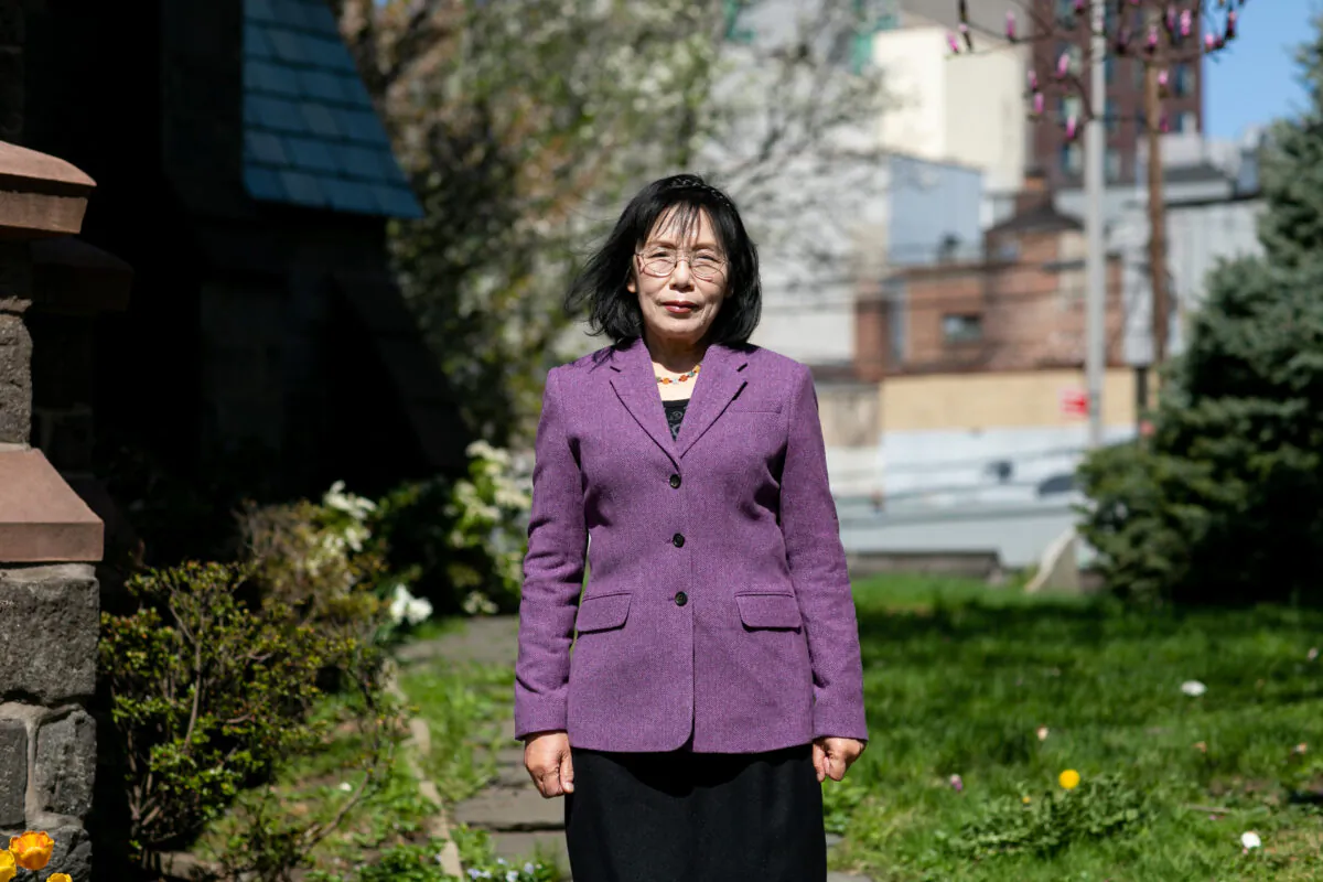 Falun Gong practitioner Zhang Yijie in Flushing, N.Y., on April 18, 2021. (Chung I Ho/The Epoch Times)
