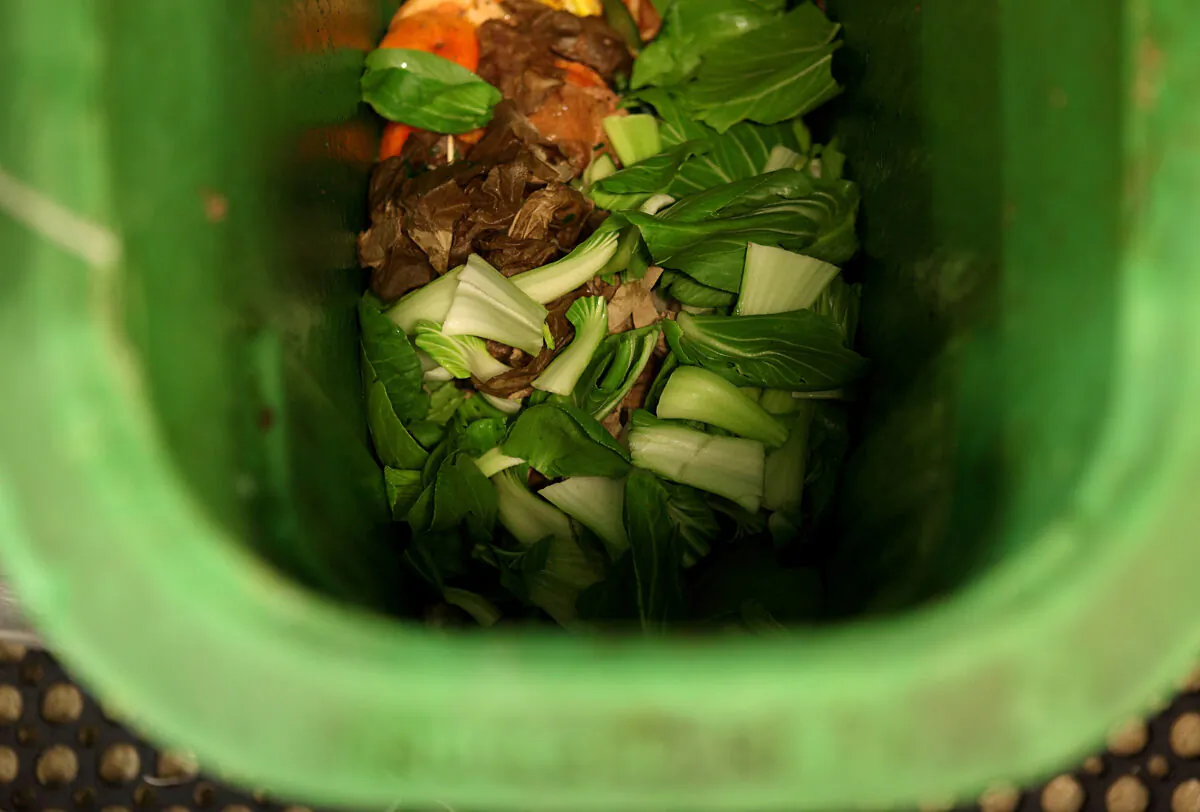Food scraps are seen in a compost bin at The Slanted Door restaurant in San Francisco, Calif., on Dec. 10, 2010. (Justin Sullivan/Getty Images)