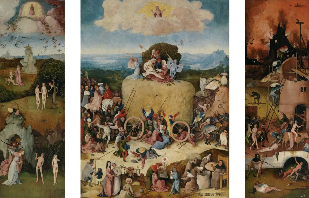 “The Haywain Triptych,” circa 1515 by Hieronymous Bosch or workshop. Oil on Panel. Prado Museum, Madrid, Spain. (Public Domain)