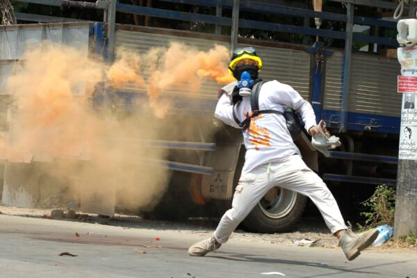 An anti-coup protester