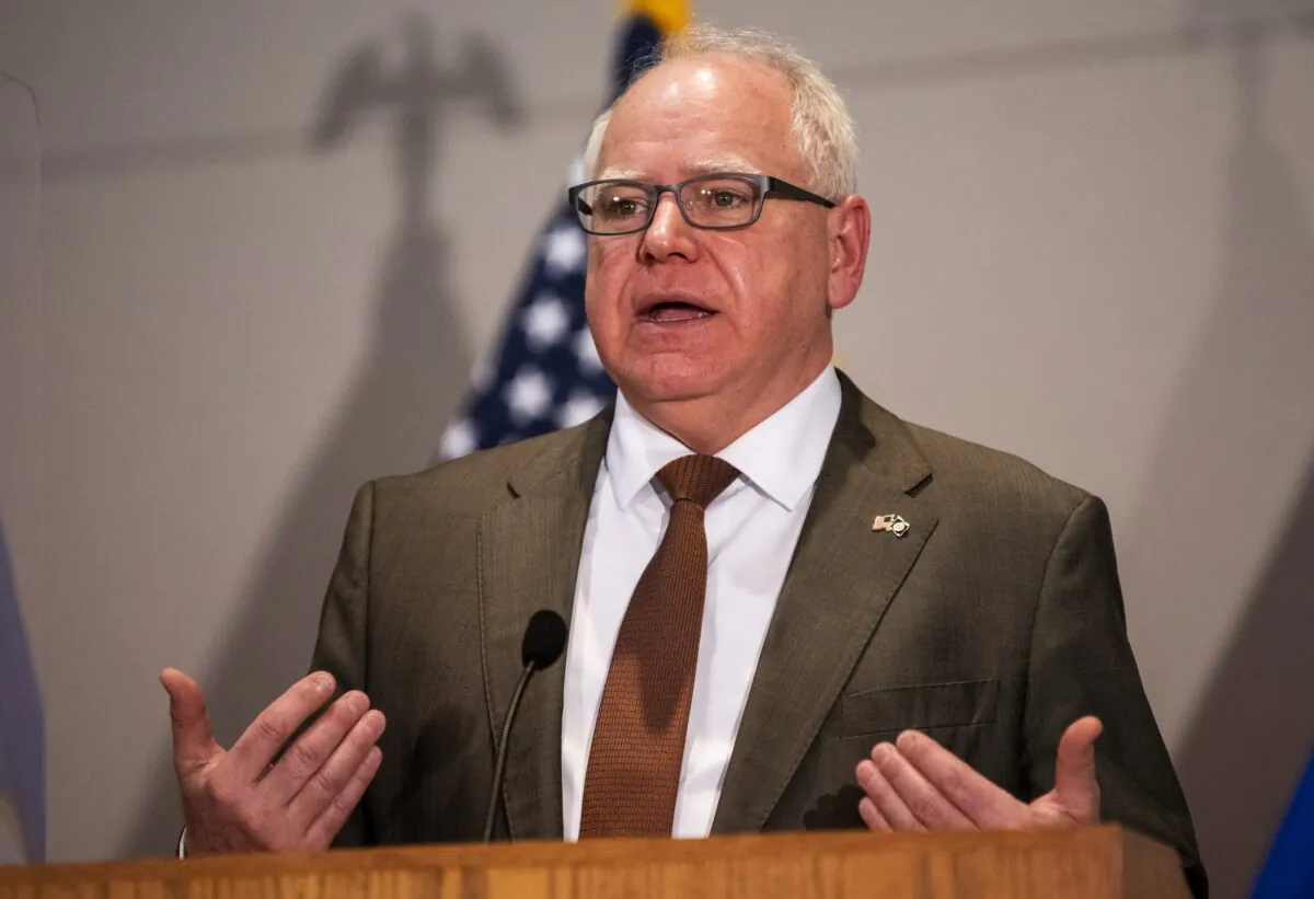 Minnesota Gov. Tim Walz speaks during a briefing in St. Paul, Minn., on April 19, 2021. (Stephen Maturen/Getty Images)