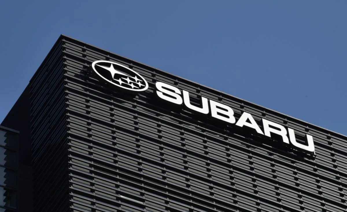 The logo of Subaru is displayed at a car showroom in Tokyo, Japan, on Feb. 8, 2017. (Kazuhiro Nogi/AFP via Getty Images)