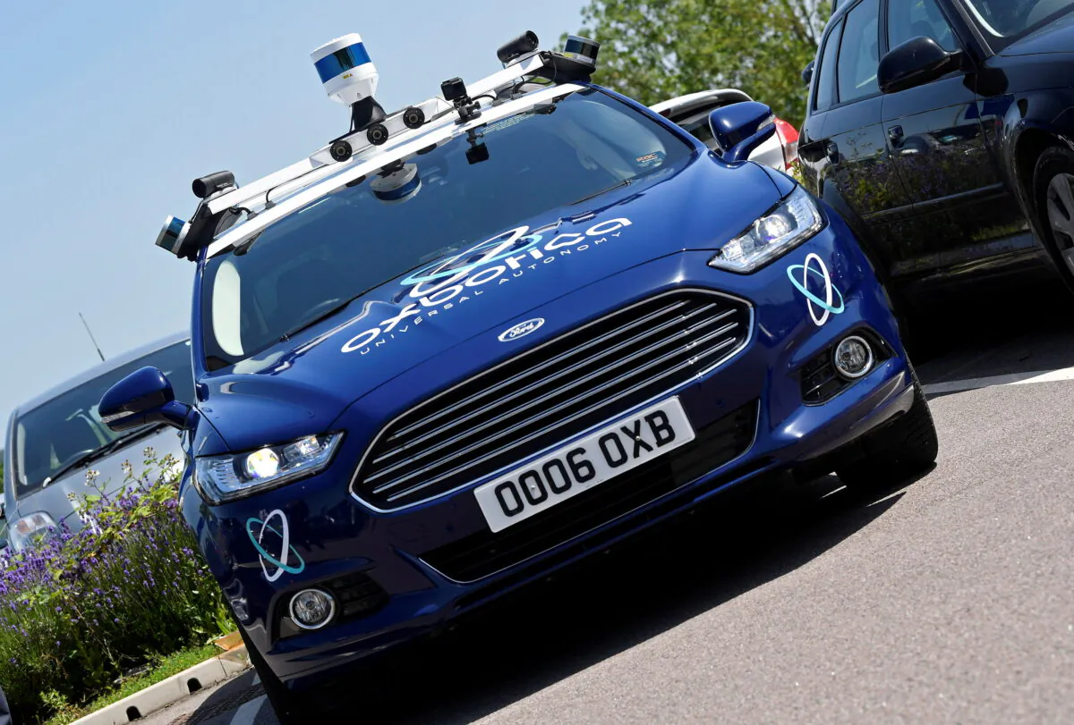 Sensors and other driving guidance technology are seen on a passenger vehicle being used to travel autonomously using Oxbotica software during a trial on public roads in Oxford, Britain, on June 27, 2019. (Toby Melville/Reuters)