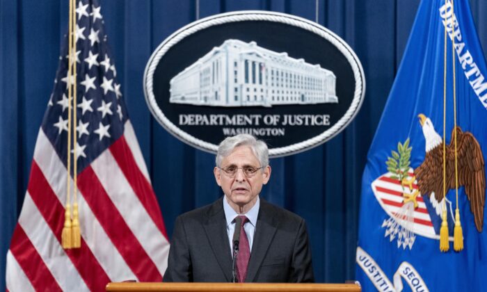 Attorney General Merrick Garland at the Department of Justice in Washington on April 21, 2021. (Andrew Harnik/AP Photo)