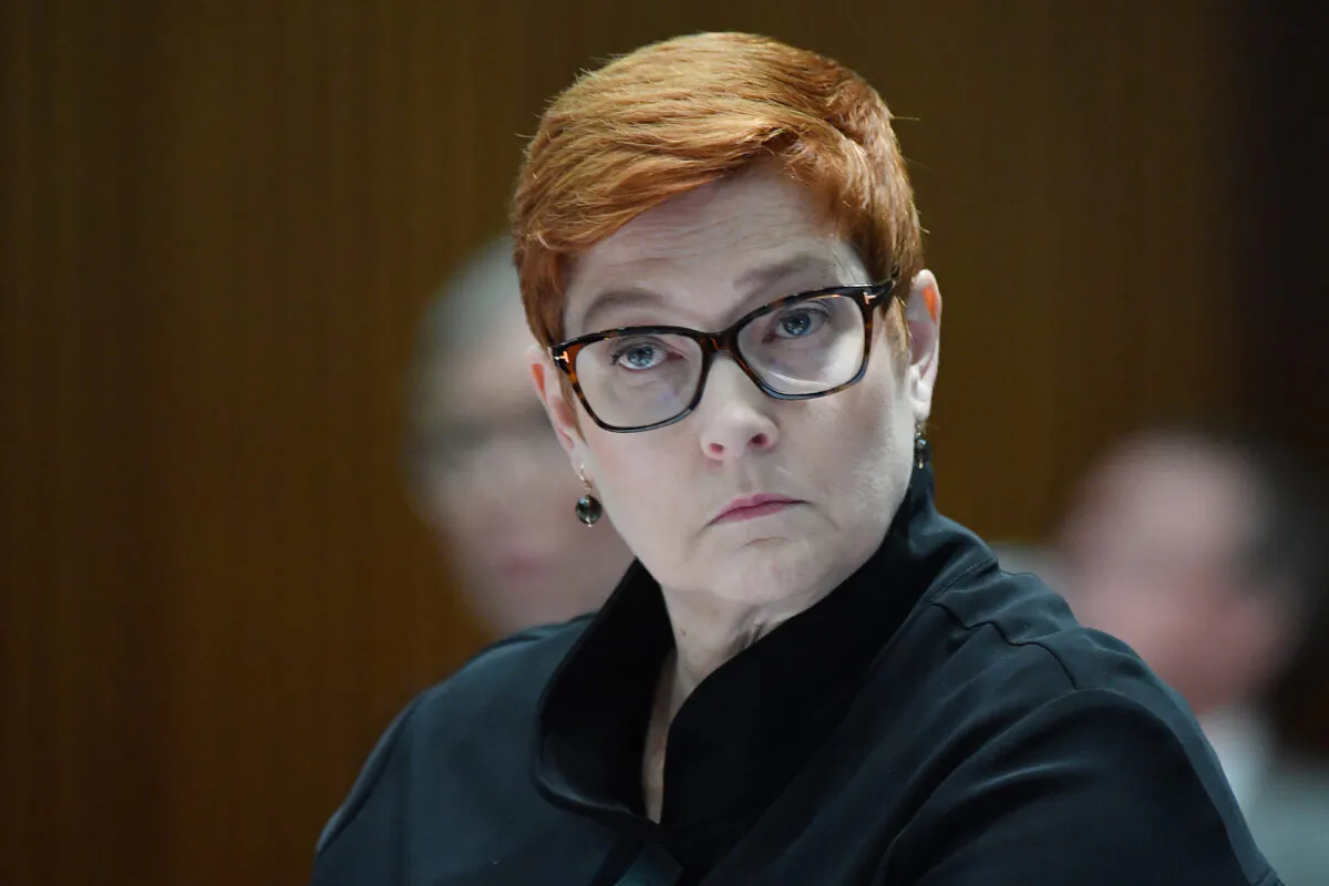 Senator Marise Payne appears before the Additional Estimates 2020–21 Legal and Constitutional Affairs Legislation Committee in the Main Committee Room at Parliament House in Canberra, Australia, on March 22, 2021. (Sam Mooy/Getty Images)