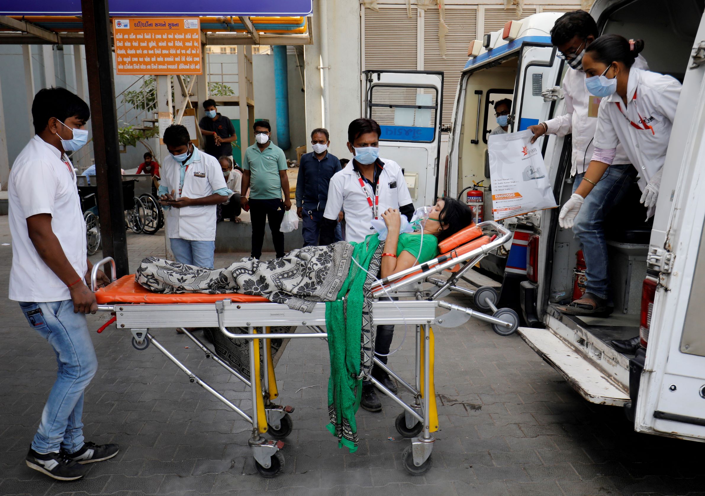 patient wearing an oxygen mask