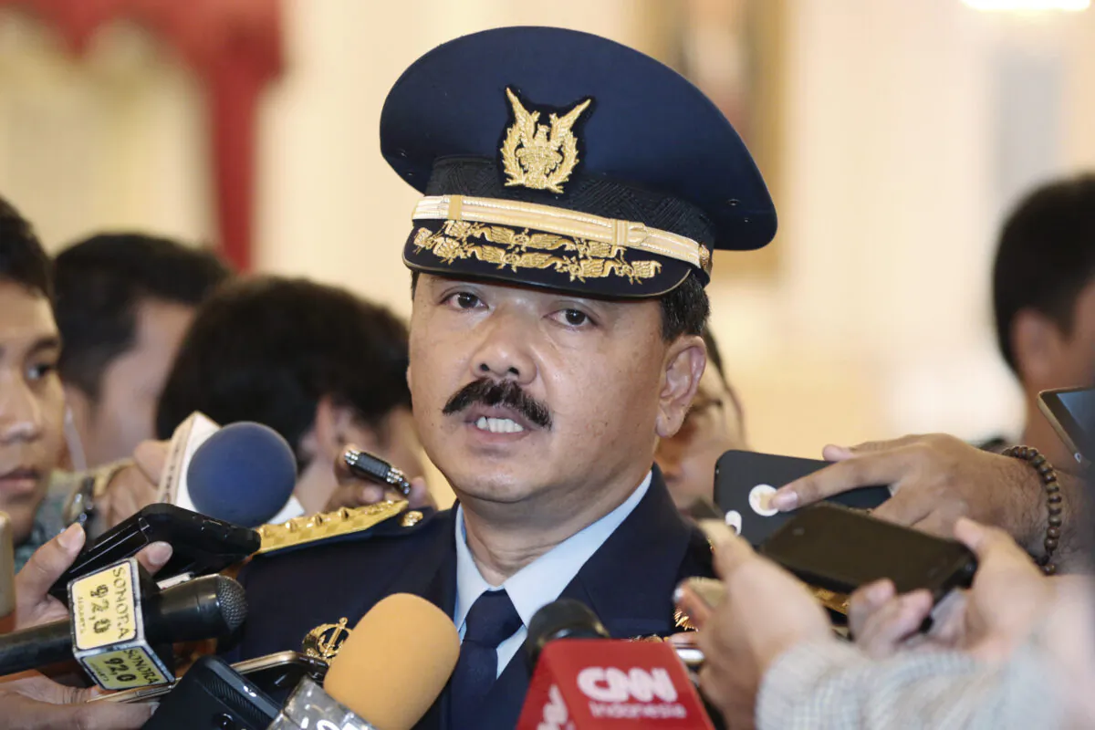 Indonesia's then Air Force Chief of Staff Air Marshall Hadi Tjahjanto talks to journalists after his swearing-in ceremony at the presidential palace in Jakarta, Indonesia, on Jan. 18, 2017. (Achmad Ibrahim/File/AP Photo)