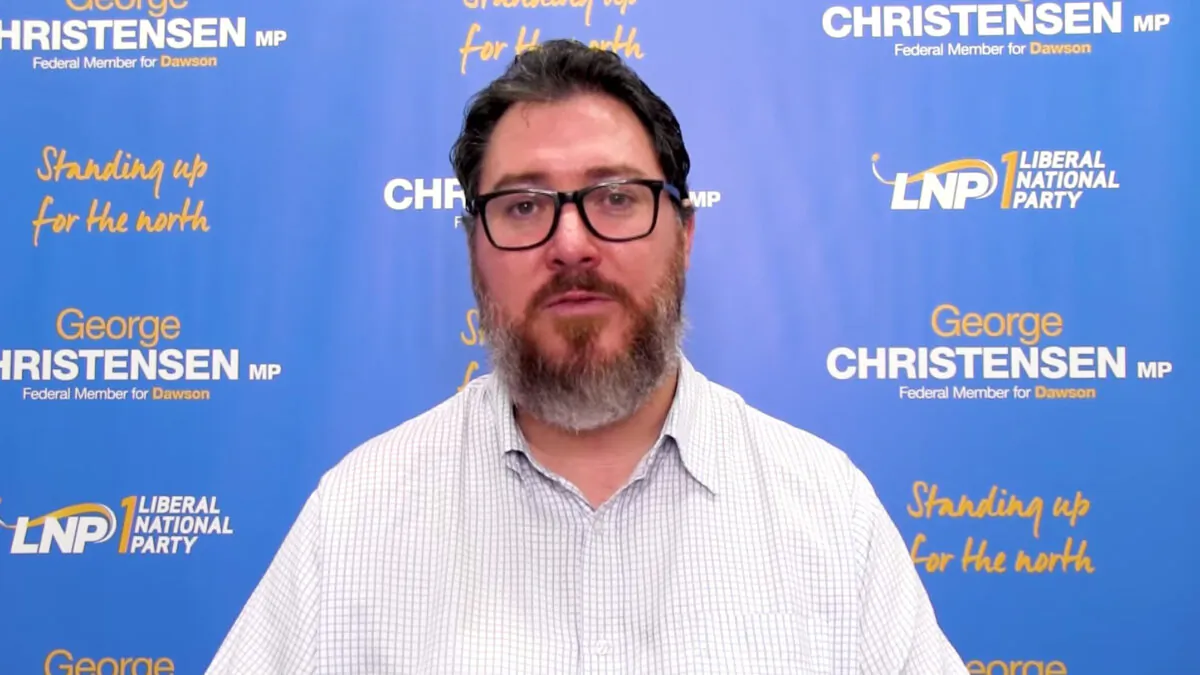 Queensland LNP MP George Christensen released video announcing he won't renominate as LNP candidate at the next Australian national election. (Screenshot by The Epoch Times)