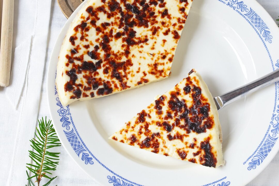 This unusual Finnish variety of cheese has brown spots on it from baking. (rainbow33/shutterstock)