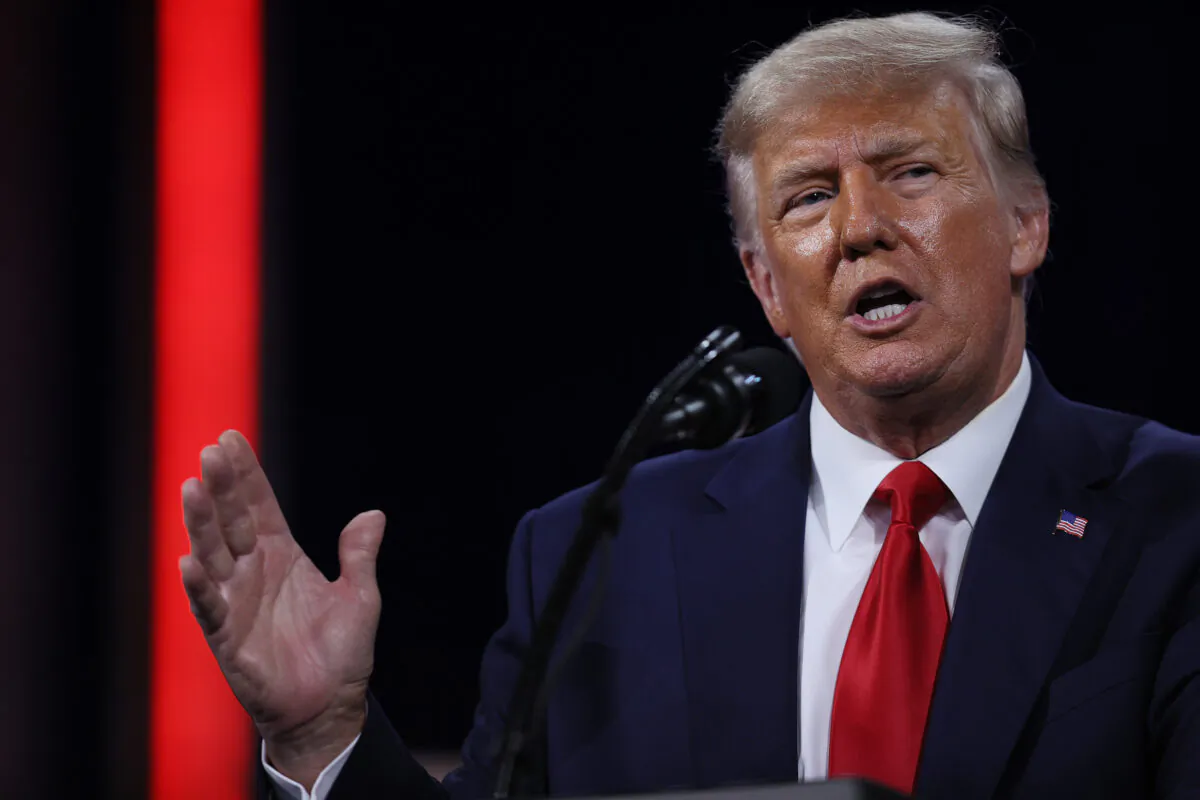 Former President Donald Trump addresses the Conservative Political Action Conference (CPAC) held in the Hyatt Regency in Orlando, Fla., on Feb. 28, 2021. (Joe Raedle/Getty Images)