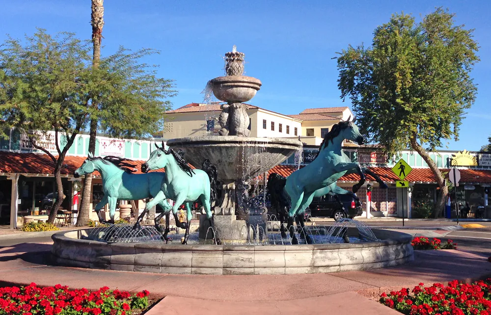 Five Arabian horses form the base of this popular fountain in Old Town Scottsdale. (Cre8 design/Shutterstock)