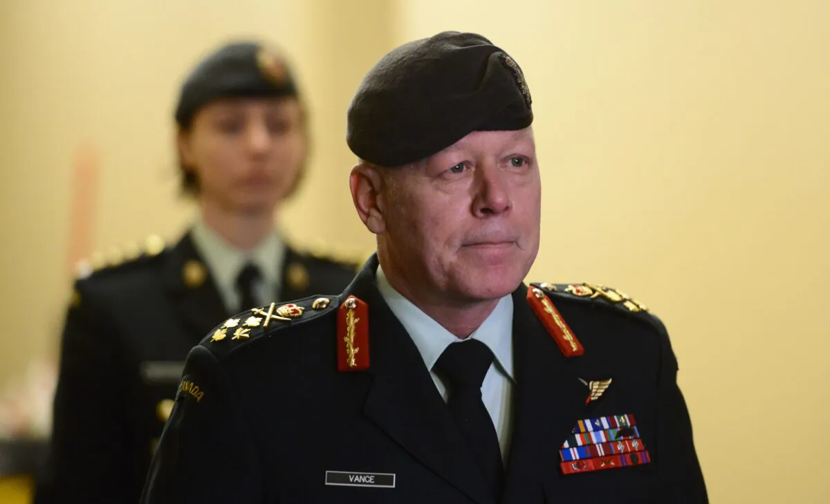 Then-chief of defence staff Jonathan Vance arrives at a cabinet meeting on Parliament Hill in Ottawa on Feb. 20, 2020. (The Canadian Press/Sean Kilpatrick)